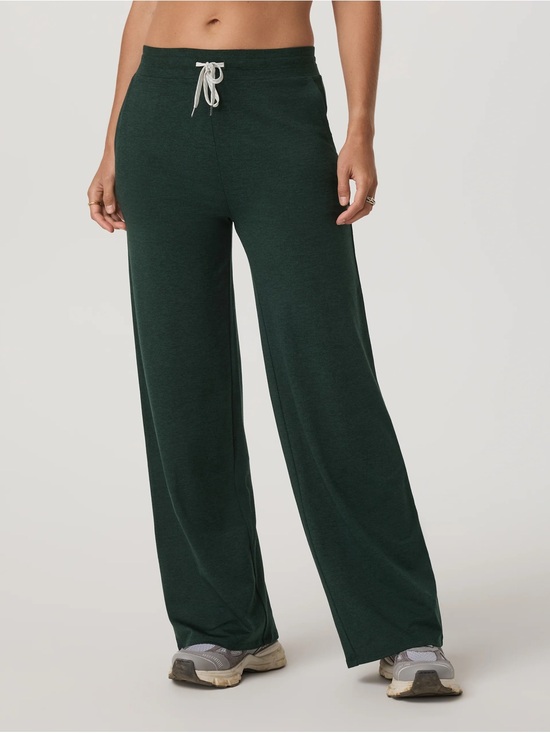 Vuori Pants - Vuori Halo Essential Wide Leg Pant in Evergreen Heather